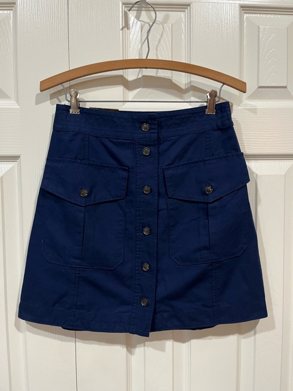 NWT Banana Republic Factory Skirt Blue Linen Blend Cargo Utility Women’s 2